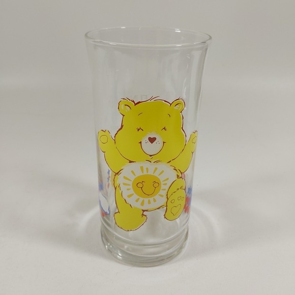 Pizza Hut, American Greetings Other - Vtg Care Bears Pizza Hut Clear Glass Funshine Bear 6" Drinking Cup‎ 1983 Limited